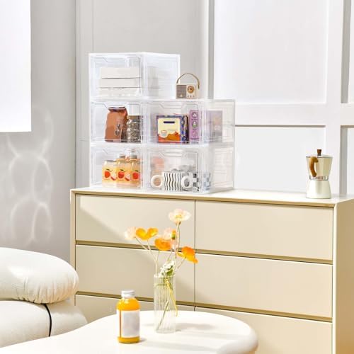 10 Pack Clear Storage Bins with Lids, 19 Qt Closet Organizers and Storage
