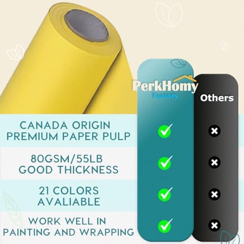 PerkHomy Lemon Yellow Kraft Paper Roll 36" x 1,800" (150') for Gift Wrapping Bouquet Flower Art Painting Craft Writing Packaging Shipping 80GSM 55LB (Lemon Yellow, 36" x 150')