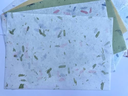 50 Design A4 Natural Fiber Mulberry Tree Mulberry Paper Sheets Art Tissue Washi Paper Design Craft Art Origami Suppliers Card Making Writing Painting 50 Sheets (Mixed Colors Flowers etc.,, A4)