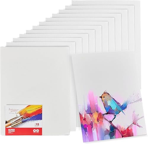 Artlicious Small Canvases for Painting - Pack of 12, 5 x 7 Inch Blank White Canvas Boards - 100% Cotton Art Panels Mini Canvas Bulk for Oil, Acrylic & Watercolor Small Canvas for Painting