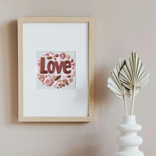 FONNUY I Love You Embroidery Kit for Beginners, Pre-Stamped Pattern Kits, Romantic Anniversary for Women Men, Valentine's Day Gifts Thread Needlework, 8'' Hoop (Love 02)