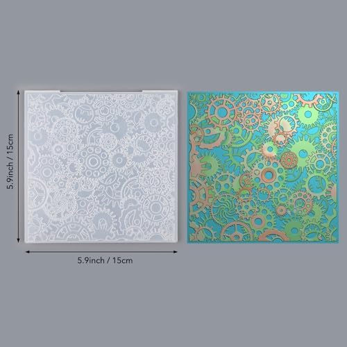 BAOFALI 3D Embossing Folder for Card Making,Gear Plastic Texture Fades Embossing Folder Template for Scrapbooking Cardstock Album DIY Decoration Paper Crafting 5.9x5.9inch