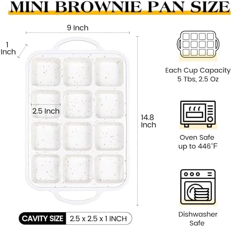 Mini Individual Square Brownie Pan with Dividers, Cream