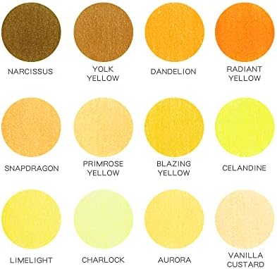 12 Yellow Colored Pencils Oil Based, Pre-sharpened Wooden Color Pencils Set