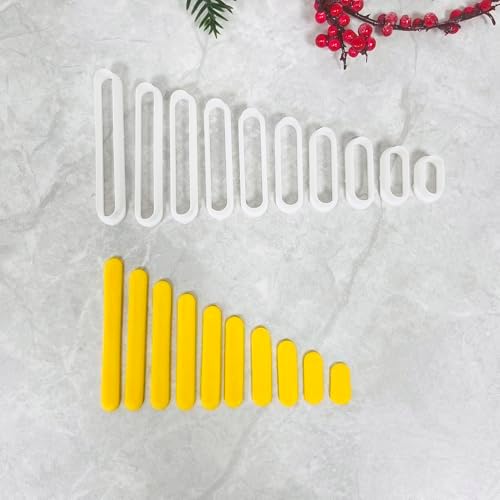 Xaekicr 10PCS Polymer Clay Cutters Oval Bar Shapes | Multi Size Clay Cutters for Earrings Making | Geometric Clay Earring Cutters | Polymer Clay Tools for DIY Crafts