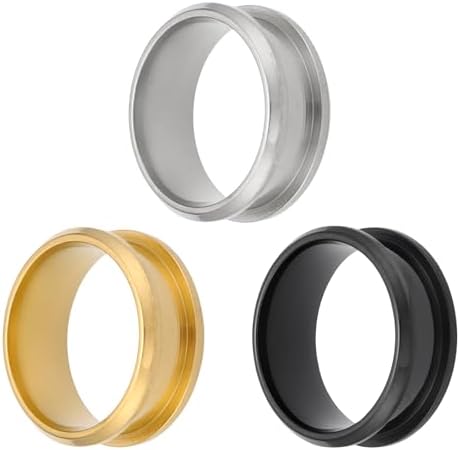 MECCANIXITY 3 Pcs Titanium Steel Ring Blank, 8mm Width Grooved Inlay Ring Blanks for Jewelry Making DIY Craft Supplies(Black/Gold/Silver, Size 5)