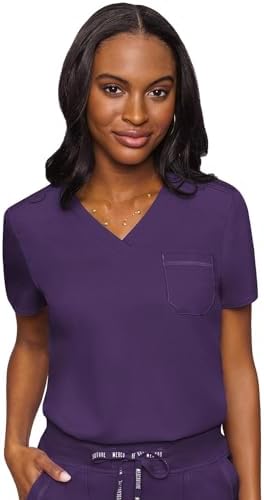 Med Couture Touch Women's Scrub Tops V-Neck Tuck-in Top with 1 Pocket