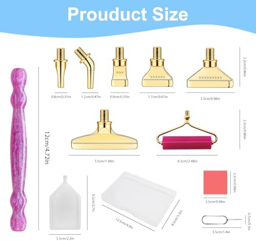 Diamond Painting Pen Kit - 7 Metal Tip Diamond Art Tools, 5D Diamond Painting Accessories for Adults Beginners, Resin Pen with Straight/Bent/Flat/Roller Nibs, Tray & Clay