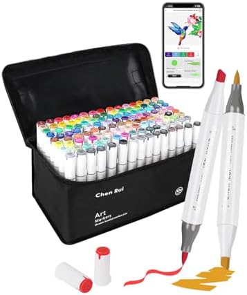 120 Colors Alcohol Markers Brush and Chisel Tip with APP Chen Rui Markers