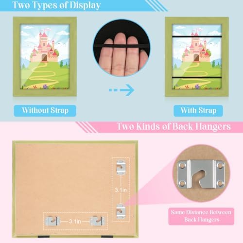 [2-Pack] Kids Art Frames, 8.5x11 Front Opening Kids Artwork Frames Changeable, Soft Yellow Green Artwork Display Storage Frame for Wall, Holds 50 Pcs, for 3D Picture, Crafts, Children Drawing, Hanging