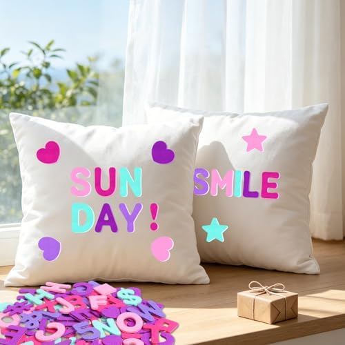 Felt Letters,490 Pcs Felt Stickers 1 Inch Alphabet Number Sticker(Pink)