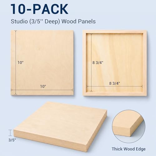 Falling in Art 10 Pack 10x10 Unfinished Birch Wood Panels Kit for Painting