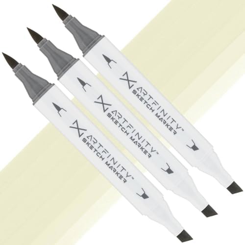 Artfinity Sketch Markers - Set of 3 - Wax White G8-1, Vibrant, Professional, Dye-Based Alcohol Markers for Artists, Drawing, Travel, & More