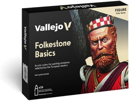 Vallejo - Folkestone Basics Acrylic Paint Set | Model Color | Figure Color Series Historical Miniature Kit to Achieve Historical Accuracy with Artist-Grade Pigments | 16 Bottles x 18 ml (0.60 fl.oz.)