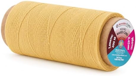 Mandala Crafts 200M 0.45mm Champagne Round Waxed Thread for Leather Sewing