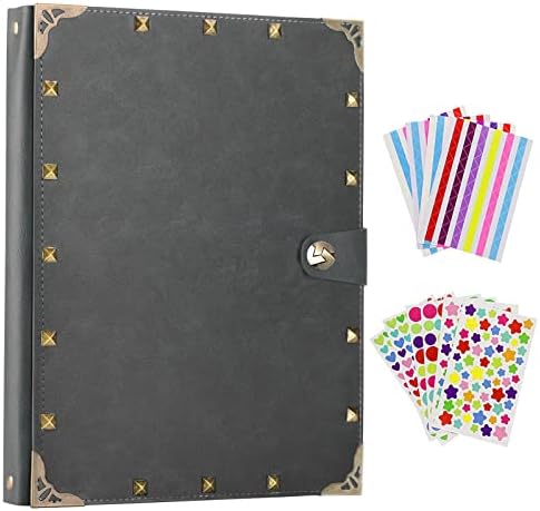 ZEEYUAN Leather Scrapbook Memories Photo Album 60 Pages, Vintage Photo Scrap Book Travelling Journal Scrapbook Mothers Day Gifts for Mom Family Scrap Book