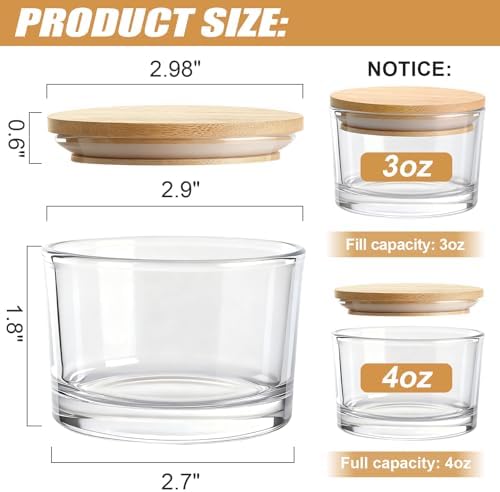 12-Pack 4oz Glass Candle Jars for Making Candles -Clear