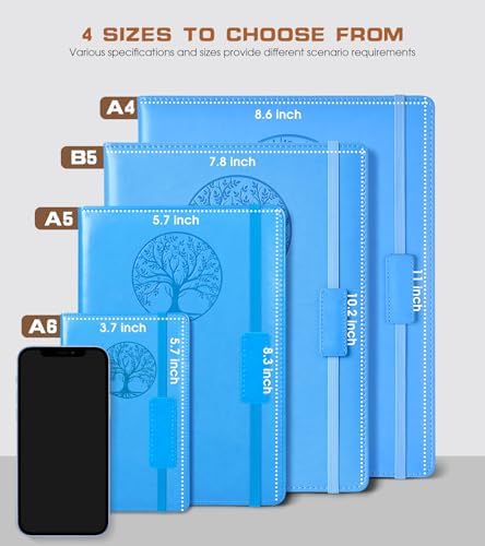 Biuwory Leather Journal Notebook, 256 Thick Lined Pages, Hardcover 8.6"×11" | A4 Large Vintage Journal for Women Men,Work,School,Business,Travel Diary,Note taking,College Ruled Writing,Daily Journaling