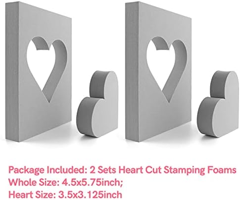 BAOFALI 9 Pcs Heart Cut Stamping Foam Grey Moldable Foam Stamps Plastic Dry Foam Stamp Pad Cut and Dry Foam Stamping Foam Block for Sculpture, Modeling, DIY Arts and Handicrafts Projects
