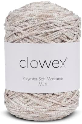 Polyester Soft Macrame Cord 2.5-3mm, 191 Yards x 1/9 inc Turkish Polyester Rope, Braided Macrame Yarn for DIY Crafts, Plant Hanger, Wall Hanging, Macrame Bag (09-Ecru Beige, 1 Ball)