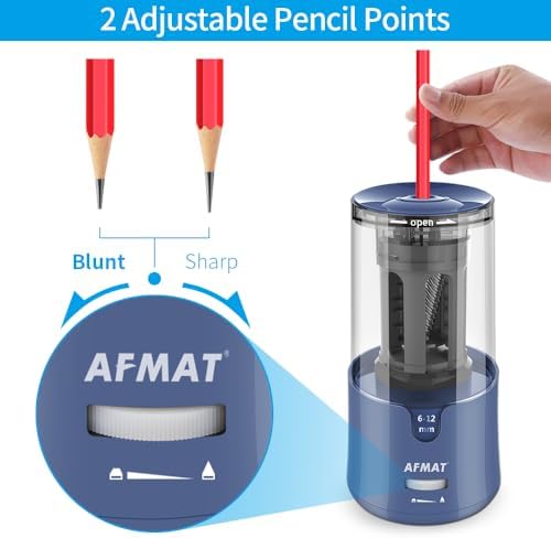 AFMAT Electric Long Point Pencil Sharpener for Artist, Auto Stop & Fast Sharpening, 8-17mm Super Long Point, Artist Pencil Sharpener Plug in for φ6-12mm Charcoal/Drawing/Sketching/Colored Pencils