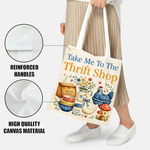 Canvas Tote Bag Gifts for Women Music Dance Sewing Lovers, Double-Sided Print Bags