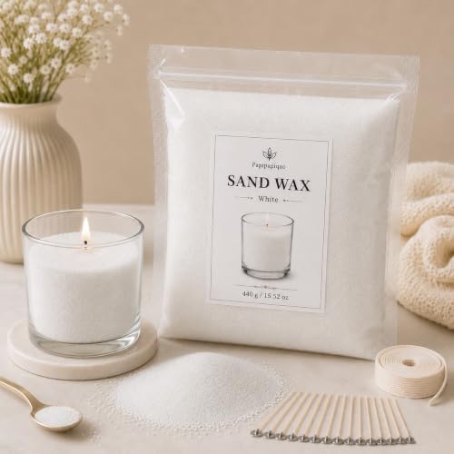 Sand Wax for Candle Making, 440g Refillable Candle Wax Sand,White