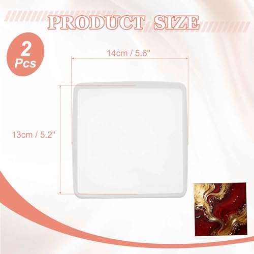 MECCANIXITY 2 Pcs Coaster Silicone Casting Mould, 13x13cm/5.2x5.2in Square Shape Epoxy Casting Resin Mould Tools for Resin Coaster Home Decor DIY Craft Handmade Colorful Amber Handicraft
