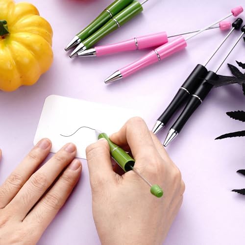 30Pcs Halloween Beadable Pens Beaded Ballpoint Pens Bulk for DIY Green