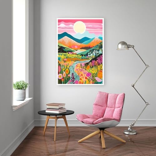 EIBEILI Square Drill Diamond Art Kits for Adults, Mountain Flower Diamond Painting Kits for Beginner DIY 5D Full Drill Diamond Dots Crafts for Home Wall Decor Gifts 12x16 Inch