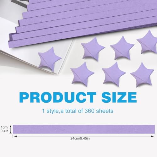 FoDau770 Solid Color Star Paper Strips - 360 Sheet, Light Purple