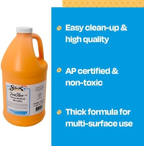 Sax True Flow Heavy Body Acrylic Paint, 1/2 Gallon, Golden Yellow - 439274