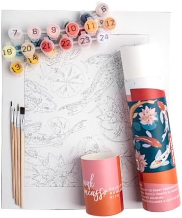 Pink Picasso Paint by Number Kit, All Ages, 8x10, Don't Be Koi | Mid Century Modern Collection, Acrylic Paints and Brushes included, Pre-printed high quality canvas, DIY art kit, Gift-ready