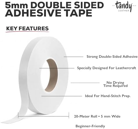 Tandy Leather Tanner's Bond Double-Sided Tape, Mess Free, 5 mm x 20 m