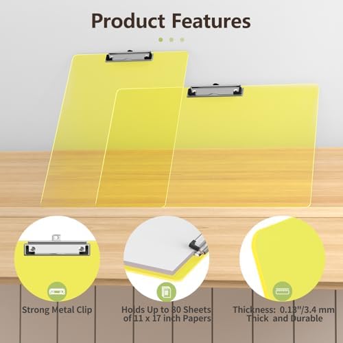 11 x 17 Extra Large Clipboard 2 Pack, Yellow Clip Board