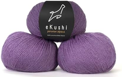 100% Baby Alpaca Yarn for Knitting & Crocheting - Set of 3 Skeins of Premium Yarn DK - Lightweight, Hypoallergenic & Thermal Peru Made - Ideal for Delicate Projects (M097 - Smoky Purple)