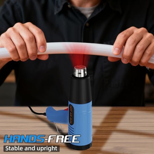 Heat Gun, 572 & 1112°F Temp Ranges, 2-Speed Adjustable, 110V with 4 Nozzles, Overload Protection, 4.9FT Cord, for Crafts and Shrink Wrap (Toolbox Set)
