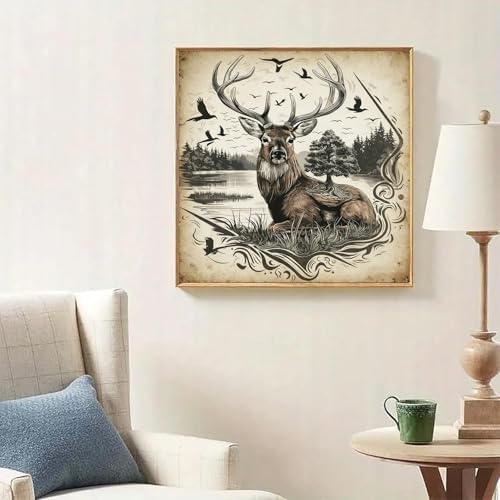 Lophomie Diamond Art Kits for Adults, 5D Deer Diamond Painting Kit 14x14 in