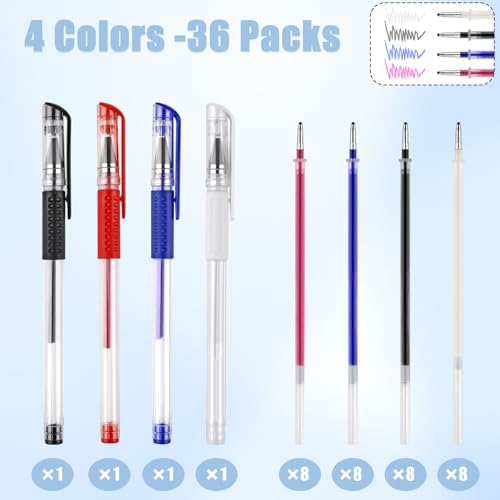 4 Pcs Heat Erasable Pens for Fabric with 32 Refills for Sewing, Embroidery