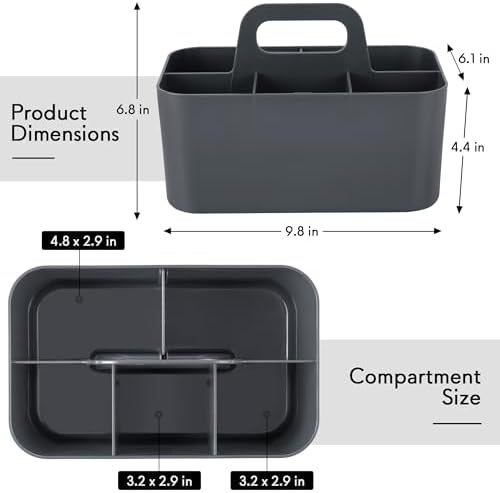 Tiawudi Multipurpose Caddy Organizer, Plastic Caddy with Handle, Stackable Desk Organizer for Stationery, Marker and Pencil, Office Supplies Organizer, Dorm Caddy