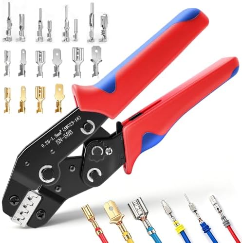 smseace 24-16 AWG Wire Crimping Tool, Ratchet Crimper Tool for Open Barrel Terminal Connectors,Electrical Terminal Crimper