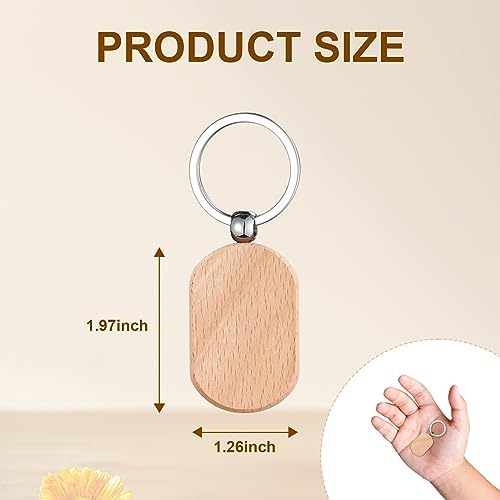 Wooden Keychain Blanks 100 Pcs Wood Key Chain Tags Bulk