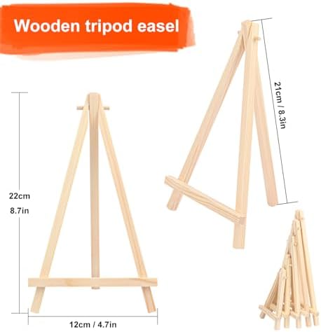 Yiksonyo 48 Pack 8 Inch Wooden Easel, Tabletop Wood Easels, Small Wooden Easel for Painting, Art, and Crafts