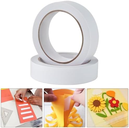 1" 2 Rolls Double Sided Adhesive Sticky Tape for Arts, DIY, Card Making, Crafts, Photography, Scrapbooking, Gift Wrapping, Office School Stationery Supplies, Home Supplies (Width: 25mm)