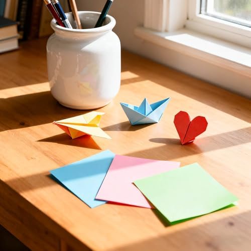 840 Pcs Origami Paper, Stars Colorful Strips Square Paper Double Sided Colored Paper Artistic Designing Gift (840)