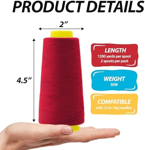 Mandala Crafts Maroon Mercerized Cotton Thread Cones for Sewing Quilting