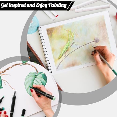 120lb/200gsm Marker Paper Pad 8.3 × 11.7in, 60 Sheets, Spiral Sketchbook