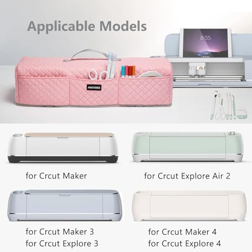 AMOIGEE Padded Dust Cover for Criicut Maker 4, Maker 3, Maker, Explore 4, Explore 3, Explore Air 2, Protective Machine Cover with Handle, Storage Pockets for Craft Accessories and Suppliers