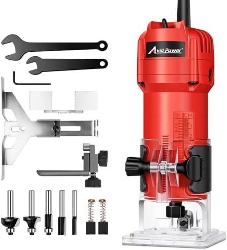 AVID POWER Compact Wood Router Tool for Woodworking 630W 5.3 Amp, Trim Bits