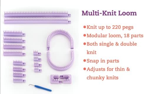 Authentic Knitting Board Adjustable Multi-Knit Loom, snap in parts, small and large gauge